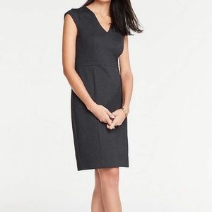 Ann Taylor V Neck Sheath Dress in Pindot Black, 4